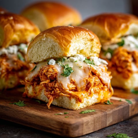 A delicious meal of Spicy Buffalo Chicken Sliders.