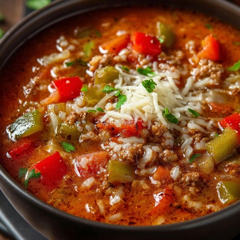 A close-up of a bowl filled with a delicious soup, containing ingredients such as rice, meat, and vegetables.