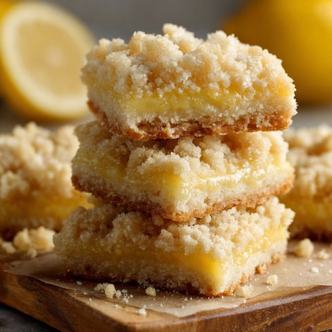 A stack of three sugar cookie lemonade crumble bars.