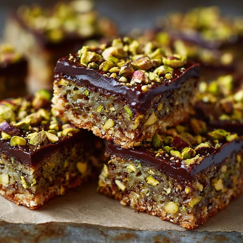 A close-up of a delicious No-Bake Pistachio and Dark Chocolate Bars.