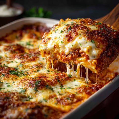 A slice of Ravioli Lasagna with cheese and herbs.