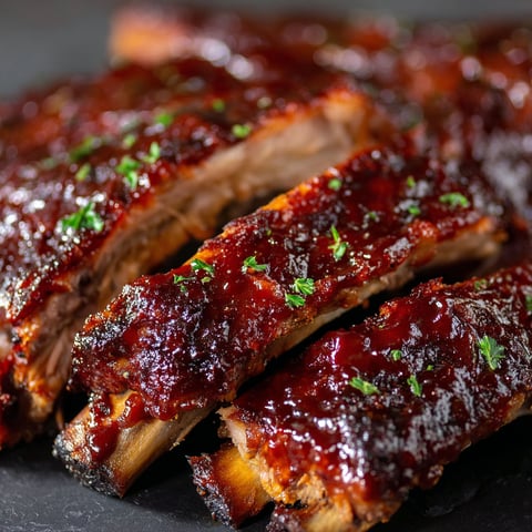 A close up of BBQ ribs with a Dr Pepper Ribs Recipe sign.