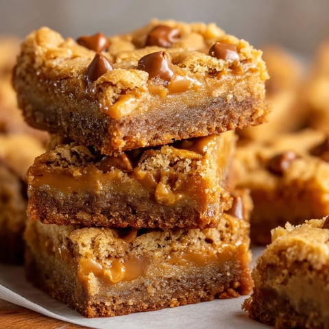 A stack of Butterscotch Toffee Cookie Bars on a table.