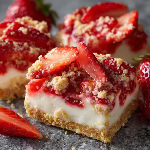 A delicious dessert made with strawberries and crunchy toppings.