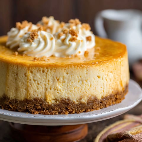 A slice of White Chocolate Pumpkin Cheesecake on a plate.