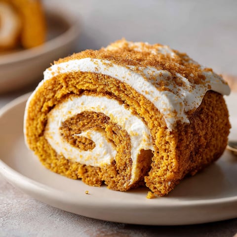 A delicious pumpkin roll with white frosting and a swirl pattern on top, perfect for a keto diet.
