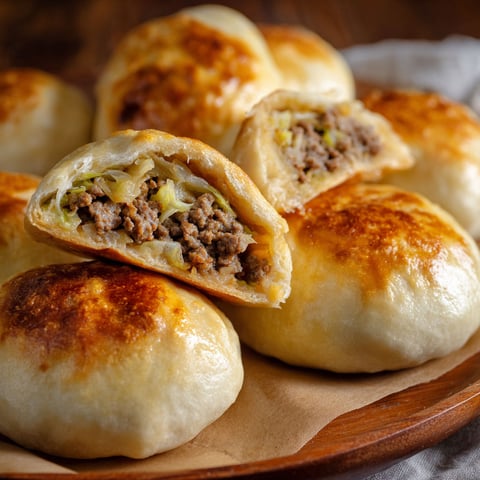 A plate of beef and cabbage dumplings.