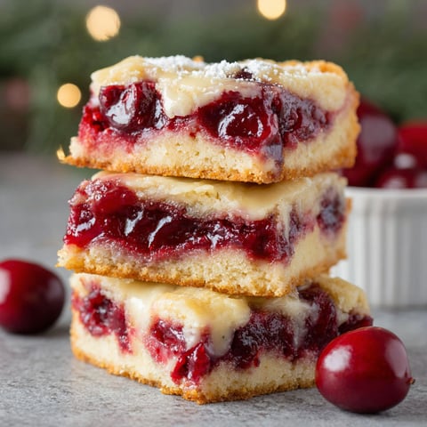 Three layers of Christmas Cherry Bars stacked on top of each other.