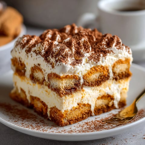 A slice of creamy pumpkin tiramisu on a plate.