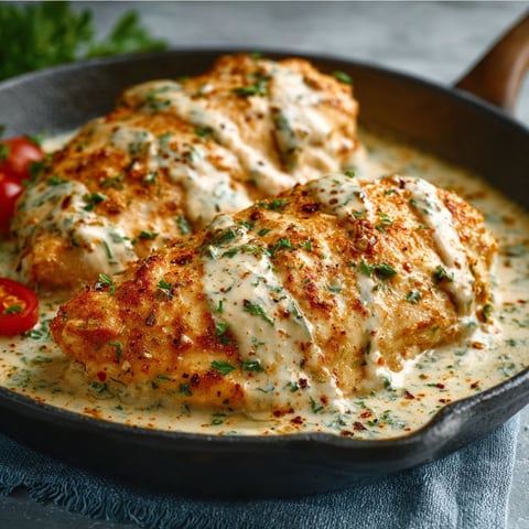 A delicious dish of Easy Cream Cheese Chicken is served in a black pan.