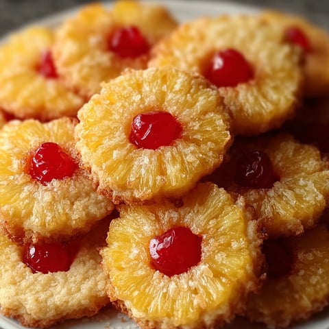 A plate of Pineapple Upside Down Sugar Cookies.