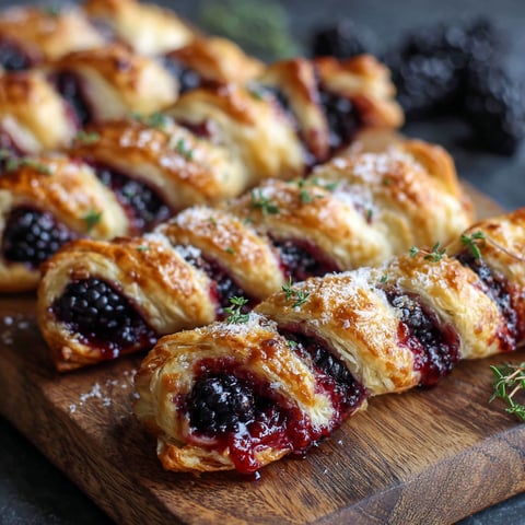 A delicious dessert made with puff pastry and blackberries.