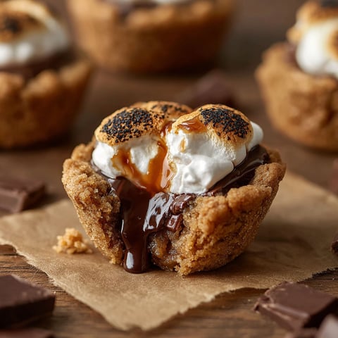 A delicious dessert made from cookies and marshmallows, drizzled with chocolate sauce.