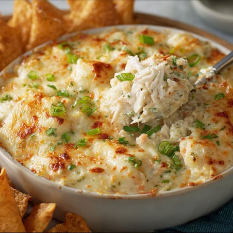 A bowl of Cheesy Crab Rangoon Dip with a spoon inside.
