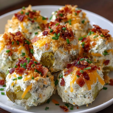 A plate of cheesy pickle bombs, a delicious appetizer.