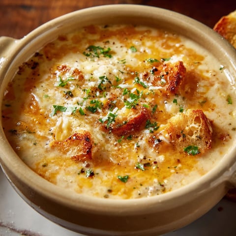 A bowl of soup with a spoon in it, the soup is called Walkabout Soup.