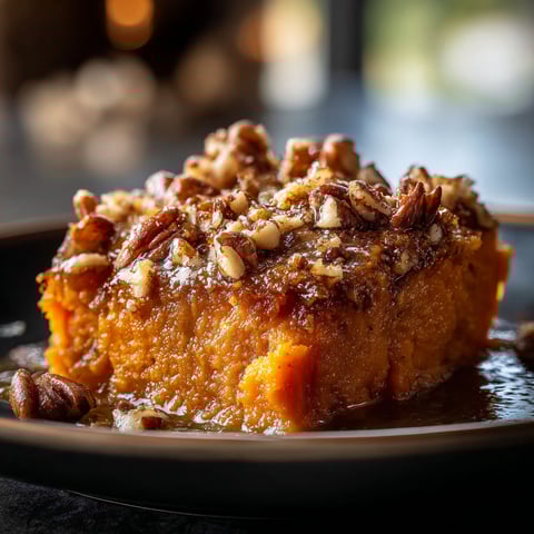 A delicious dessert made with sweet potatoes, nuts, and maple syrup.