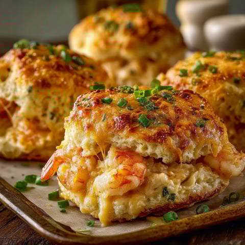 Shrimp and crab nacho biscuit melts are a delicious and indulgent treat.