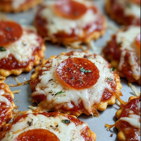 A close up of a delicious pepperoni pizza cracker.