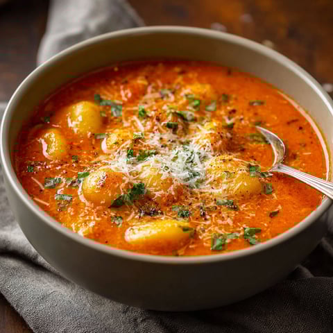 A bowl of Million Dollar Soup filled with pasta, cheese, and herbs.