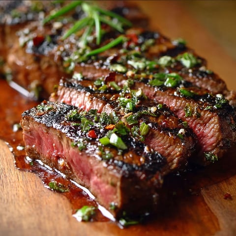 A close-up of a grilled steak marinated in a spicy sauce.