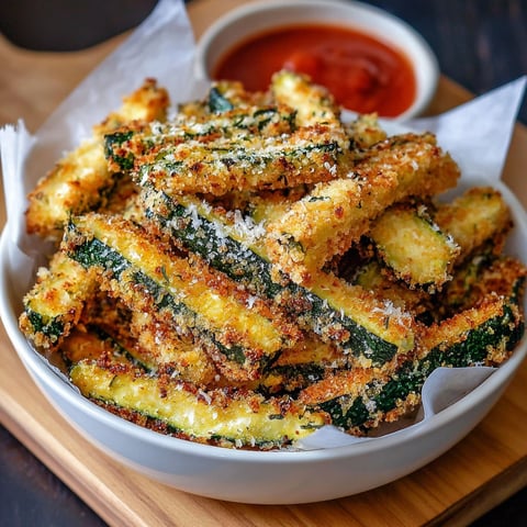 A bowl filled with crispy Parmesan garlic zucchini fries.