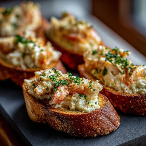 Garlic butter crab toast on a black cutting board.