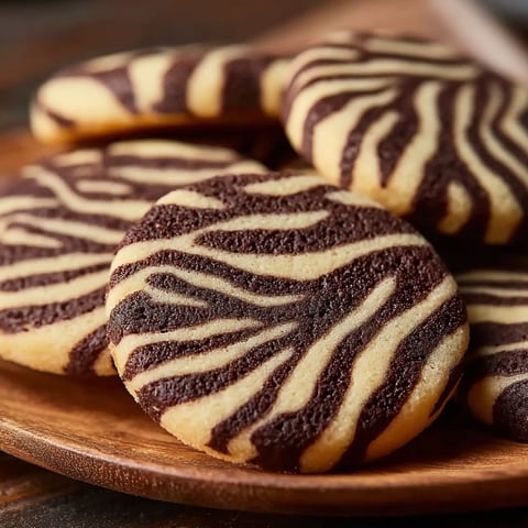 A plate of zebra cookies with a total of 12 cookies.