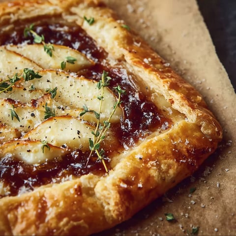 A close up of a delicious looking Jammy Brie Galette.