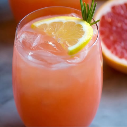 A glass of Pink Pony Cocktail with a slice of lemon and a sprig of mint.