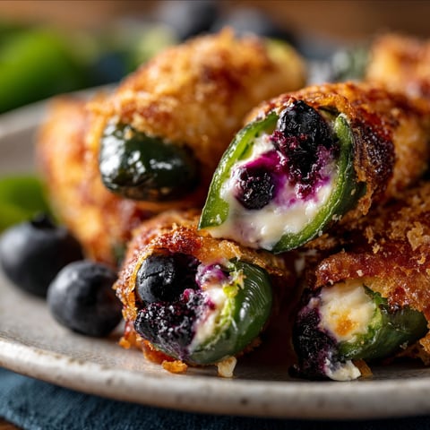A plate of Blueberry Brie Jalapeño Poppers, a delicious and unique twist on traditional appetizers.