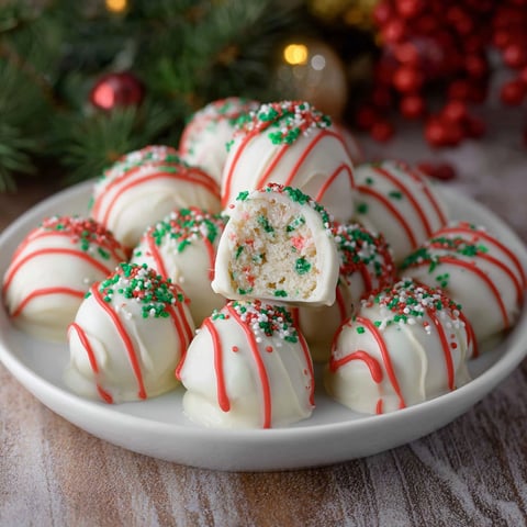A plate of Christmas Tree Cake Truffles, a delicious and festive treat.
