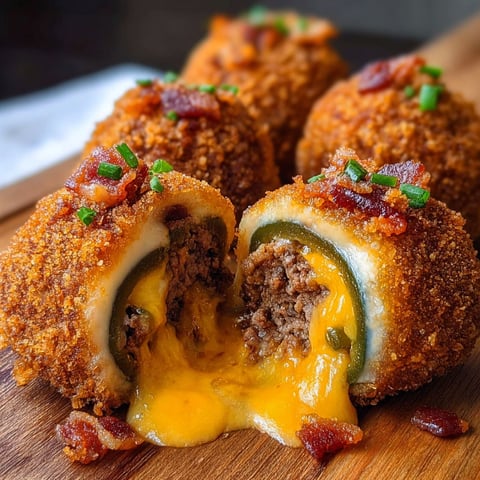A close-up of a delicious Bacon Blast Cheeseburger Fry Bomb, with melted cheese and bacon, served on a wooden table.