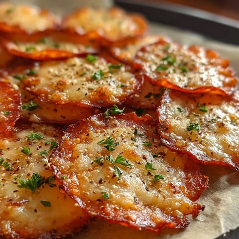 A plate of Pepperoni Cheese Crisps, ready to be enjoyed.