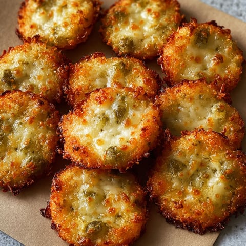A plate of Crispy Pickle Cheese Bites.