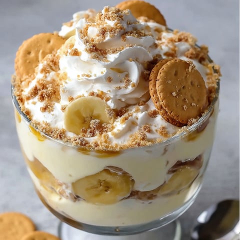 A delicious dessert made with bananas, whipped cream, and cookies.