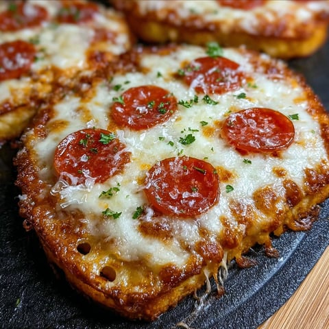 A slice of Texas Toast Pizza Air Fryer with pepperoni and cheese.
