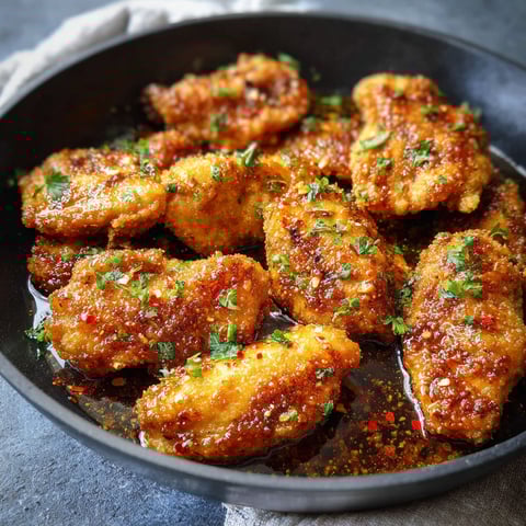 A plate of Keto Hot Honey Chicken is served in a black bowl.