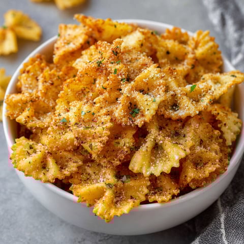 A bowl filled with air fryer pasta chips, ready to be enjoyed.