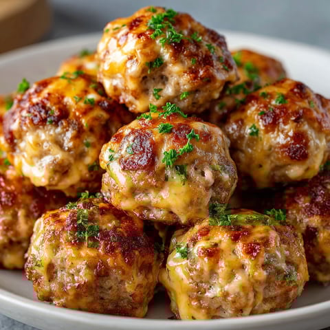 A plate of delicious Rotel Cream Cheese Sausage Balls.