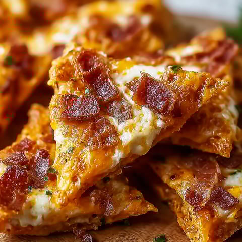A close up of a delicious bacon cream cheese Doritos snack.