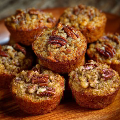 A plate of pecan pie muffins, ready to be enjoyed.