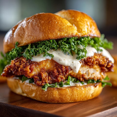 A delicious Cajun Crispy Chicken Sandwich with Garlic Aioli, served on a bun and accompanied by a side of fries.