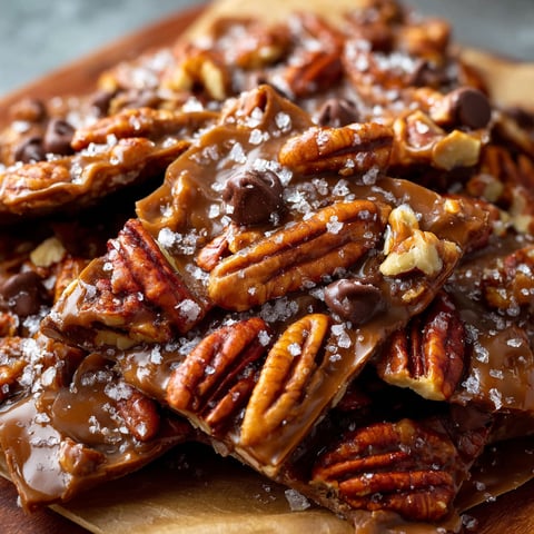 A close up of a delicious pecan bark dessert.