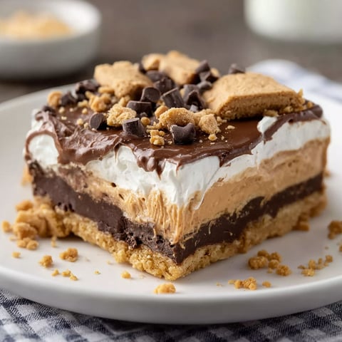 A delicious dessert bar with chocolate and peanut butter toppings.