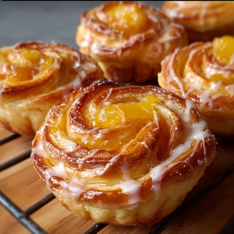 A delicious pastry with a flaky crust and a filling of peaches and cream.