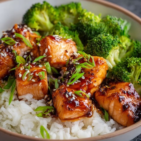 A bowl of rice and broccoli with teriyaki sauce on top.