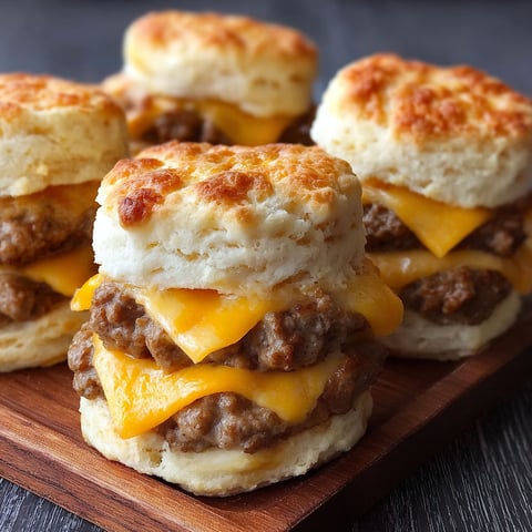 A delicious Southern Sausage Biscuits Fluffy is served on a wooden platter.