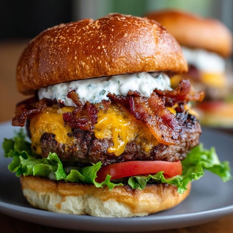 A Crack Burger is served on a bun with lettuce, tomato, and bacon.