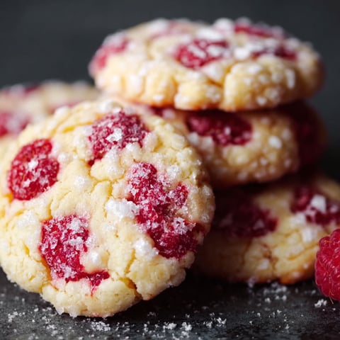 A stack of Raspberry Cookies with white powdered sugar on top.